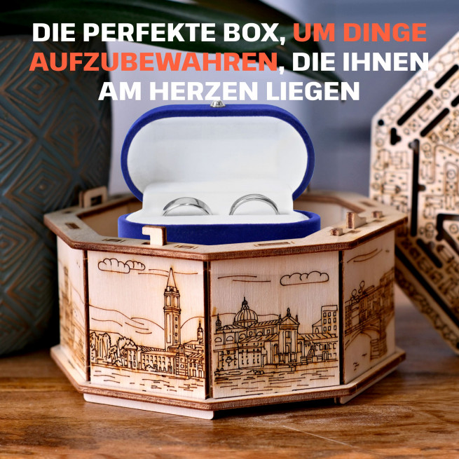 Fotos und Abbildungen von Wooden Secret MAZE BOX 3D PUZZLE BAUSATZ ZUM SELBERBAUEN. ESC WELT.