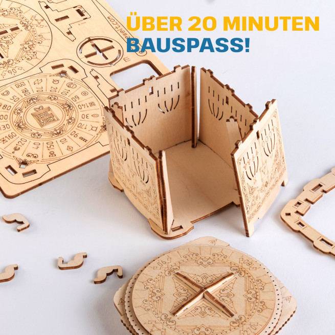 Fotos und Abbildungen von Wooden Secret LOCK BOX, 3D PUZZLE BAUSATZ ZUM SELBERBAUEN. ESC WELT.