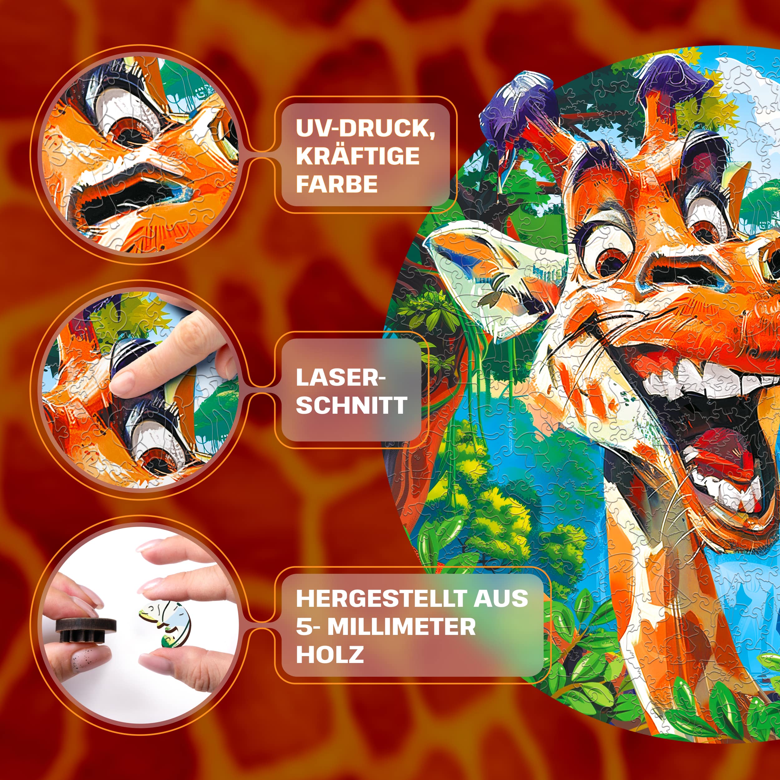 Fotos und Abbildungen von Funny Giraffe Puzzle 300 pieces. ESC WELT.