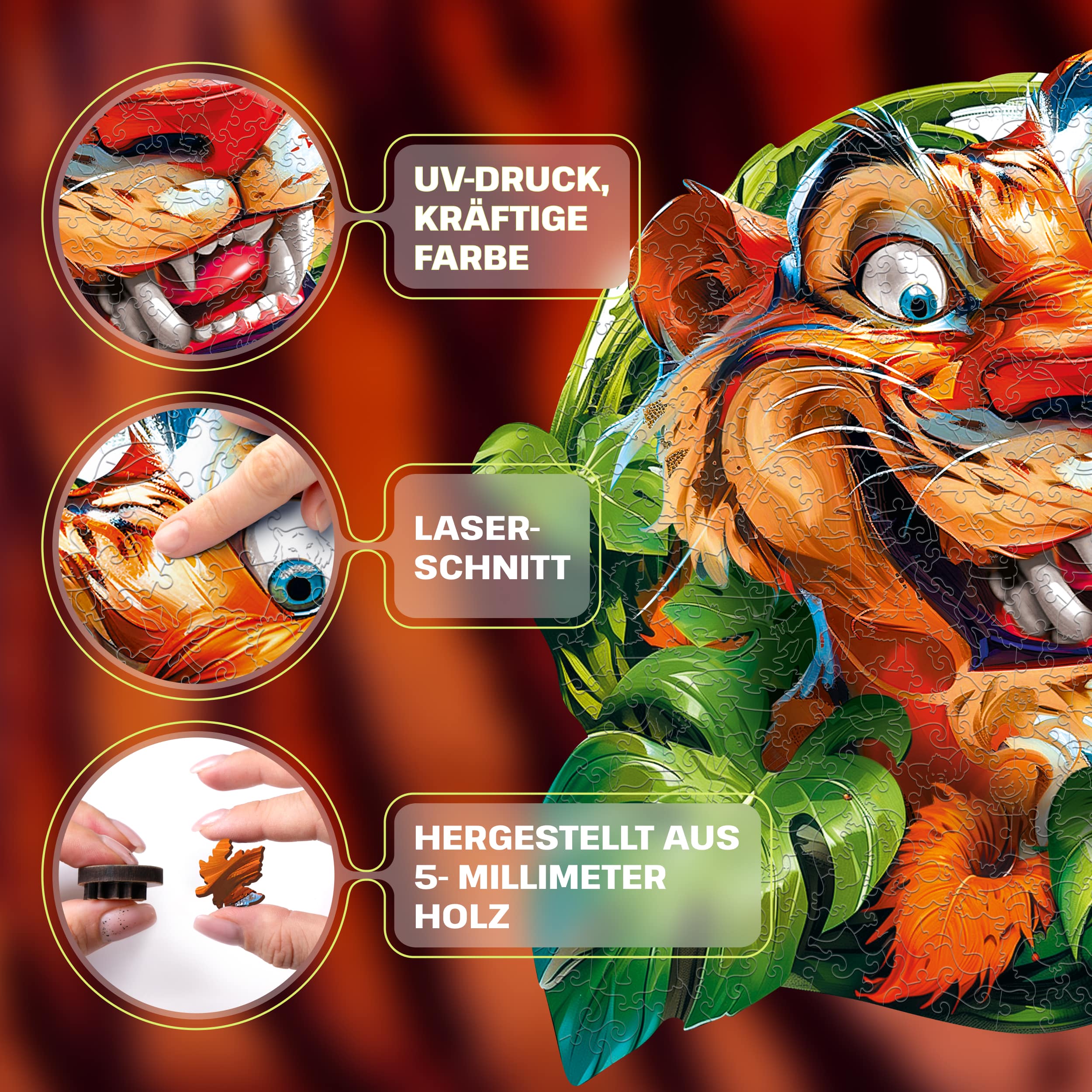 Fotos und Abbildungen von Funny Tiger Puzzle 300 pieces. ESC WELT.