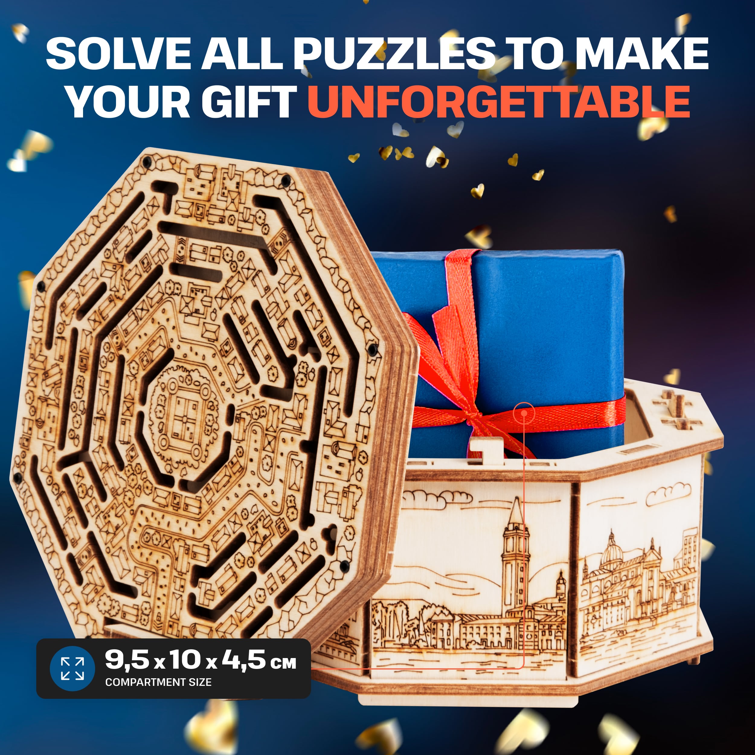 Fotos und Abbildungen von Wooden Secret MAZE BOX 3D PUZZLE BAUSATZ ZUM SELBERBAUEN. ESC WELT.
